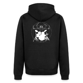 Drummer Vitruvian Man Drumsticks - Unisex Premium Organic Zip Hoodie - black - Back - Nico (187cm)