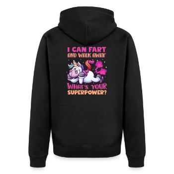 Farting unicorn - Unisex Premium Organic Zip Hoodie - black - Back - Nico (187cm)