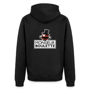 Monsieur Boulette 2.0 - Unisex Premium Bio Zip Hoodie - Schwarz - Hinten - Nico (187cm)