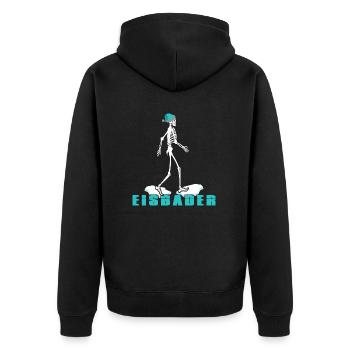 Eisbader Winterschwimmen am Eisloch Puddelmütze - Unisex Premium Bio Zip Hoodie - Schwarz - Hinten - Nico (187cm)