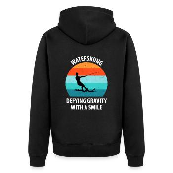 Ski nautique, ski nautique, skieurs nautiques - Veste à capuche bio Premium Unisexe - noir - Dos - Nico (187cm)