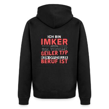 Verdammt geiler Typ - Imker Edition - Unisex Premium Bio Zip Hoodie - Schwarz - Hinten - Nico (187cm)
