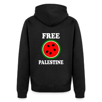 Free palestine wassermelone melone - Unisex Premium Bio Zip Hoodie - Schwarz - Hinten - Nico (187cm)