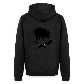 Griller un couteau couteau fourré porc steak maîtres - Veste à capuche bio Premium Unisexe - noir - Dos - Nico (187cm)