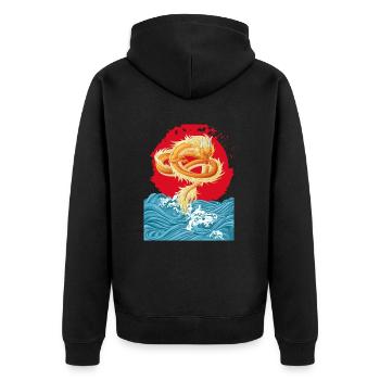 Dragon_Out-of-water - Unisex Premium Organic Zip Hoodie - black - Back - Nico (187cm)