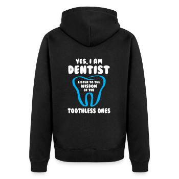I am Dentist - Unisex Premium Bio Zip Hoodie - Schwarz - Hinten - Nico (187cm)