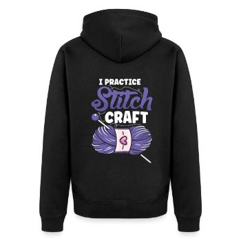 I practice stitch craft - Unisex Premium Bio Zip Hoodie - Schwarz - Hinten - Nico (187cm)