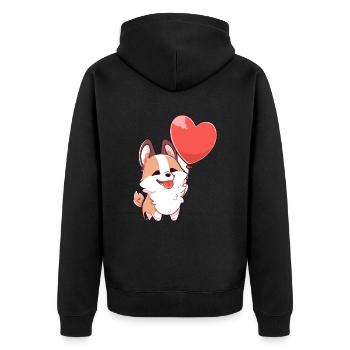 Corgi Dog Kawaii Cartoon Pet jouant avec des ballons - Veste à capuche bio Premium Unisexe - noir - Dos - Nico (187cm)