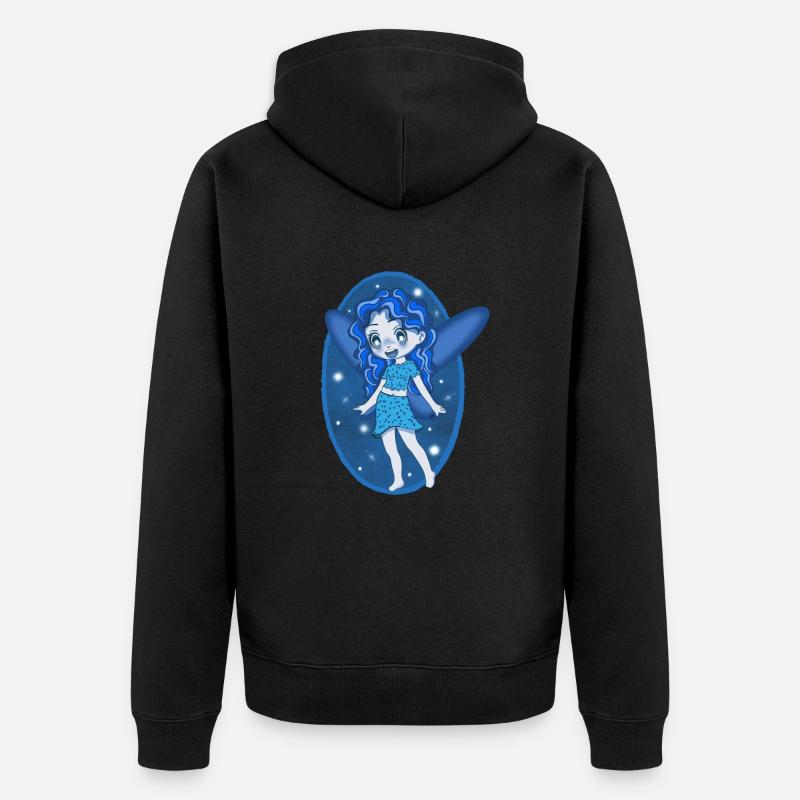 Kleine blaue Fee - Unisex Premium Bio Zip Hoodie - Schwarz