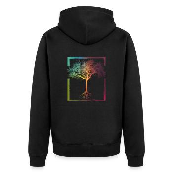 Mutter Natur - Rahmen Wurzeln Baum Lebensbaum - Unisex Premium Bio Zip Hoodie - Schwarz - Hinten - Nico (187cm)