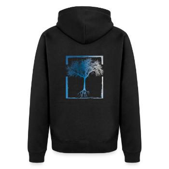 Mutter Natur - Rahmen 02 - Unisex Premium Bio Zip Hoodie - Schwarz - Hinten - Nico (187cm)