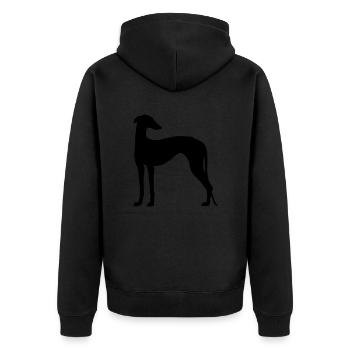 galgohada - Unisex Premium Bio Zip Hoodie - Schwarz - Hinten - Nico (187cm)