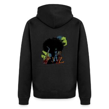 Jazz - Unisex Premium Bio Zip Hoodie - Schwarz - Hinten - Nico (187cm)