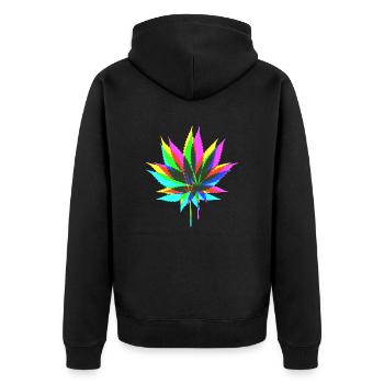 colorful HANF - Unisex Premium Bio Zip Hoodie - Schwarz - Hinten - Nico (187cm)