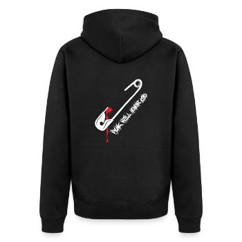 Punk Will Never Die (Safety-Pin-Edition) - Unisex Premium Bio Zip Hoodie - Schwarz - Hinten - Nico (187cm)