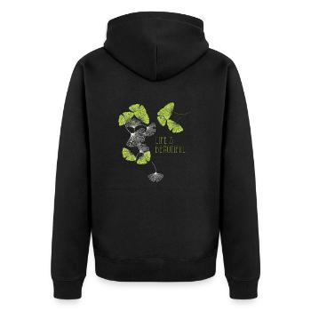 Gingko, la vie, la beauté, - Veste à capuche bio Premium Unisexe - noir - Dos - Nico (187cm)