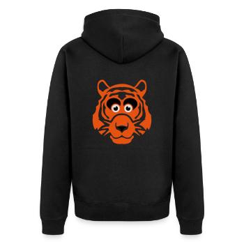 Tiger Zeichnung lustige Tiere 511 - Unisex Premium Bio Zip Hoodie - Schwarz - Hinten - Nico (187cm)