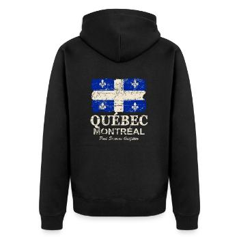 Québec Flag - Canada - Vintage Look - Unisex Premium Bio Zip Hoodie - Schwarz - Hinten - Nico (187cm)