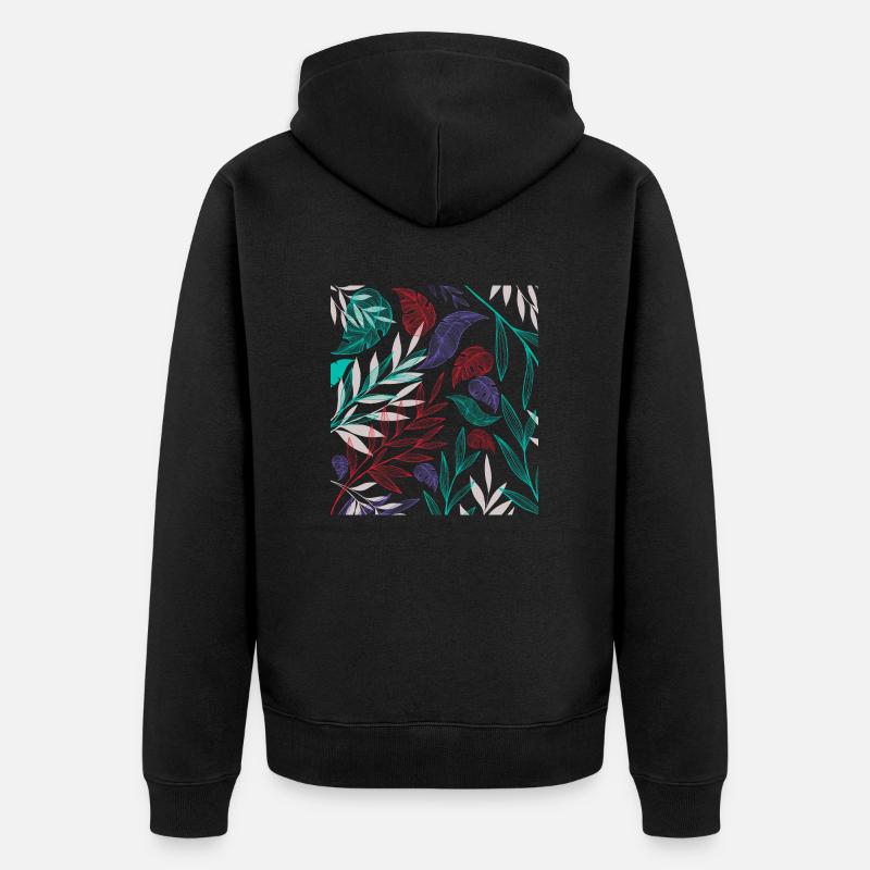Modèle avec des plantes tropicales - Veste à capuche bio Premium Unisexe - noir