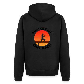 Running Jogging Marathon - Unisex Premium Organic Zip Hoodie - black - Back - Nico (187cm)