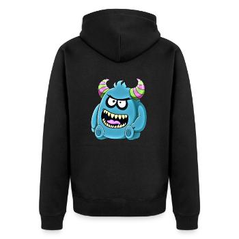 Petit mignon monstre drôle n°47 - Veste à capuche bio Premium Unisexe - noir - Dos - Nico (187cm)