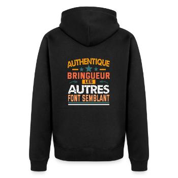 authentique bringueur - Veste à capuche bio Premium Unisexe - noir - Dos - Nico (187cm)