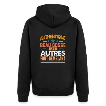 authentique beau gosse - Veste à capuche bio Premium Unisexe - noir - Dos - Nico (187cm)