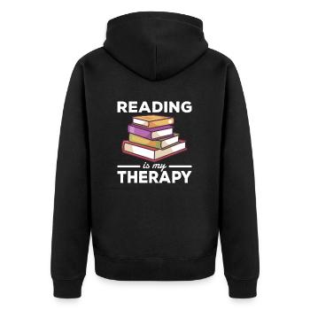 Book Reading Relax Therapy Book Lovers - Unisex Premium Organic Zip Hoodie - black - Back - Nico (187cm)