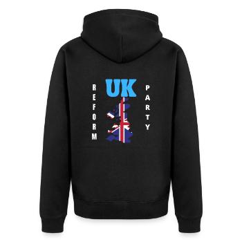 UK Reform Party - Unisex Premium Organic Zip Hoodie - black - Back - Nico (187cm)