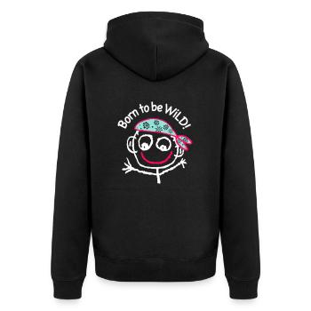 Pirat Born to be wild Kopftuch Comic Graffiti Meer - Unisex Premium Bio Zip Hoodie - Schwarz - Hinten - Nico (187cm)