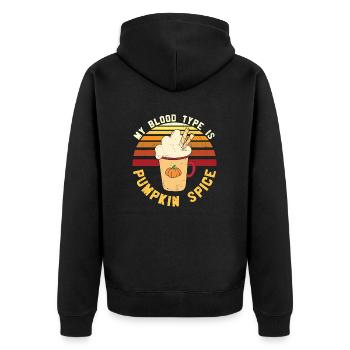 My Blood Type is Pumpkin - Unisex Premium Organic Zip Hoodie - black - Back - Nico (187cm)