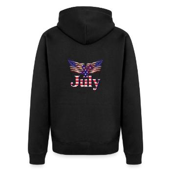 4th of July Flag - Unisex Premium Organic Zip Hoodie - black - Back - Nico (187cm)