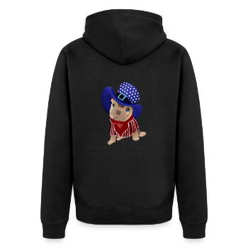 French Bulldog Loves America - Unisex Premium Organic Zip Hoodie - black - Back - Nico (187cm)