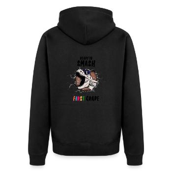 Ready To Smash First Grade - Unisex Premium Organic Zip Hoodie - black - Back - Nico (187cm)