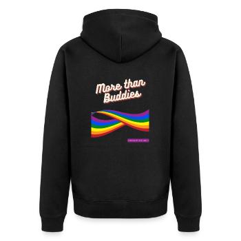 Mehr als Buddies - Unisex Premium Bio Zip Hoodie - Schwarz - Hinten - Nico (187cm)