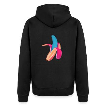 Neon Banana - Unisex Premium Organic Zip Hoodie - black - Back - Nico (187cm)