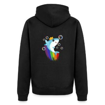 Rainbow Shark - Unisex Premium Organic Zip Hoodie - black - Back - Nico (187cm)