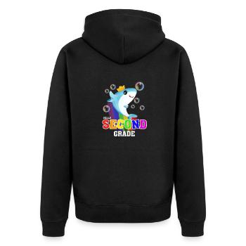 Hello Second Grade - Unisex Premium Organic Zip Hoodie - black - Back - Nico (187cm)