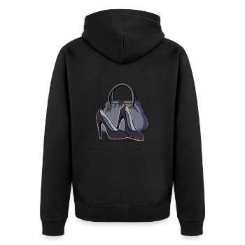 Fashion - Unisex Premium Bio Zip Hoodie - Schwarz - Hinten - Nico (187cm)