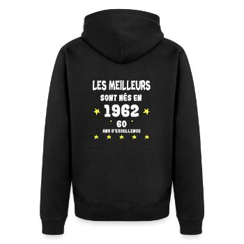 Anniversaire 60 ans - Veste à capuche bio Premium Unisexe - noir - Dos - Nico (187cm)