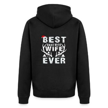 Bestes Weihnachten mit Ehefrau aller Zeiten - Unisex Premium Bio Zip Hoodie - Schwarz - Hinten - Nico (187cm)