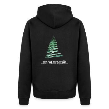 Merry Christmas , Frohe Weihnachte , Joyeux Noel - Unisex Premium Organic Zip Hoodie - black - Back - Nico (187cm)