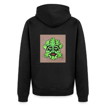 The Green Man - Unisex Premium Organic Zip Hoodie - black - Back - Nico (187cm)