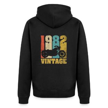 1982 Né anniversaire motard moto cadeau - Veste à capuche bio Premium Unisexe - noir - Dos - Nico (187cm)