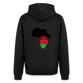 Malawi - Unisex Premium Organic Zip Hoodie - black - Back - Nico (187cm)