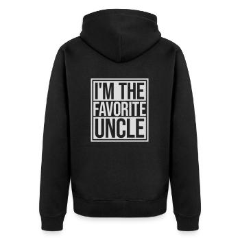 im the favorite uncle - Unisex Premium Bio Zip Hoodie - Schwarz - Hinten - Nico (187cm)