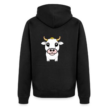 Kuh süß Tier Bauernhof lustig Kühe Tiere neu 6 - Unisex Premium Bio Zip Hoodie - Schwarz - Hinten - Nico (187cm)