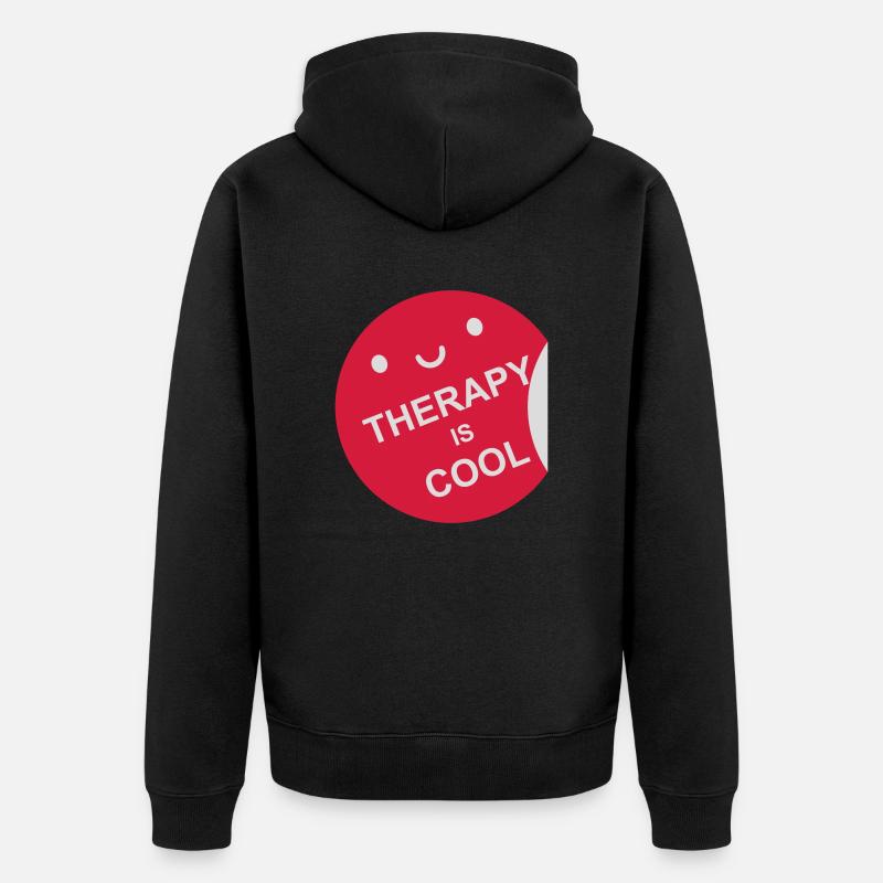 therapy is cool Zitat - Unisex Premium Bio Zip Hoodie - Schwarz