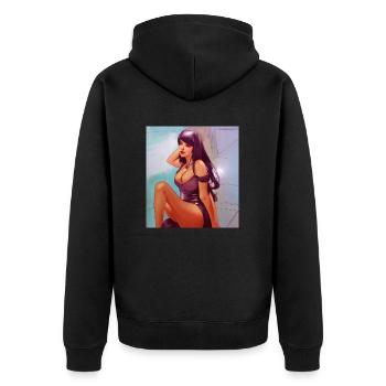 Feminine Power T-Shirt - Celebrate the Beauty - Unisex Premium Bio Zip Hoodie - Schwarz - Hinten - Nico (187cm)