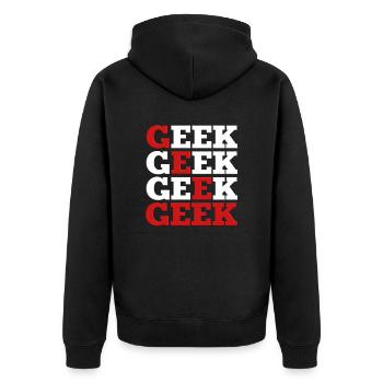 Geek - Unisex Premium Bio Zip Hoodie - Schwarz - Hinten - Nico (187cm)